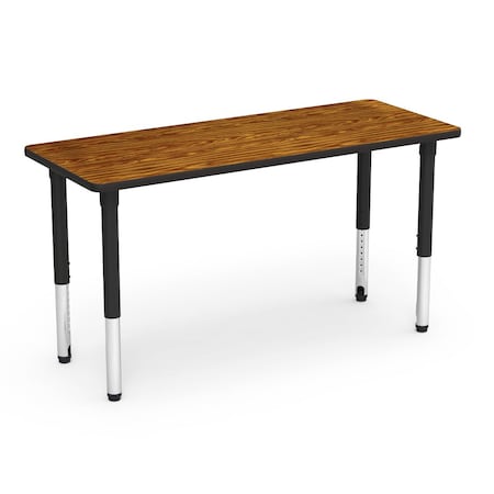 Virco 60 in. W, 24 in. L, 24-32 in. H, Medium Oak Top / Black Edge 502460ADJ